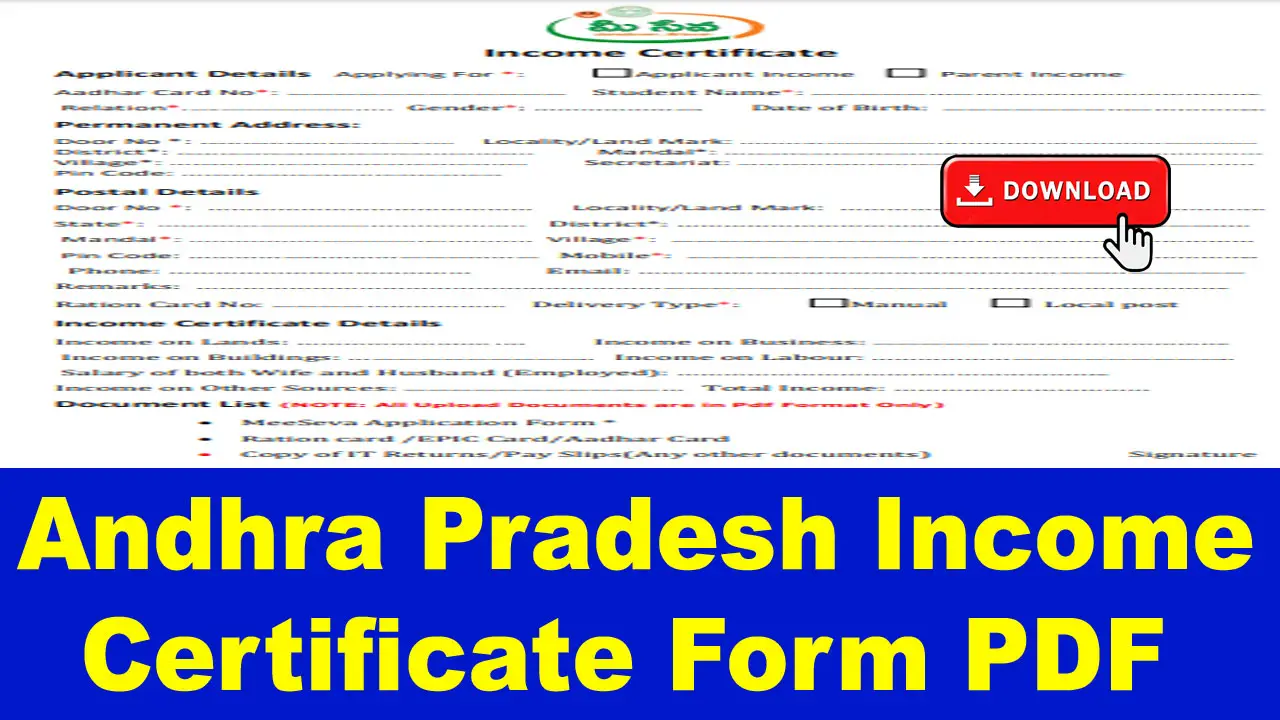 Andhra Pradesh Income Certificate Application Form PDF Download alt=