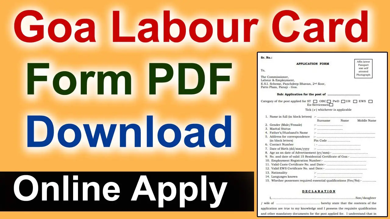 BOCW Labour Card Form Goa: Goa Labour Card Form PDF Download