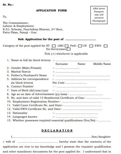 BOCW Labour Card Form Goa: Goa Labour Card Form PDF Download