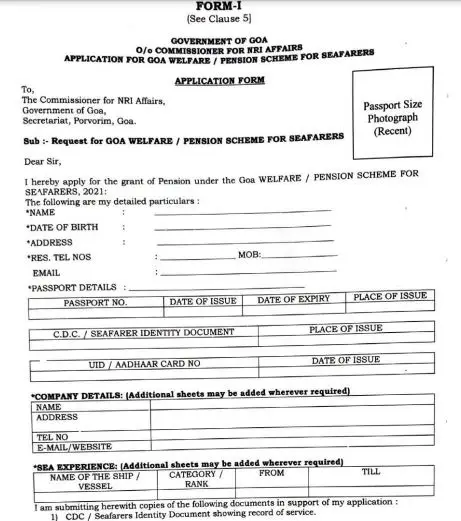 Goa Old Age Pension Application Form PDF