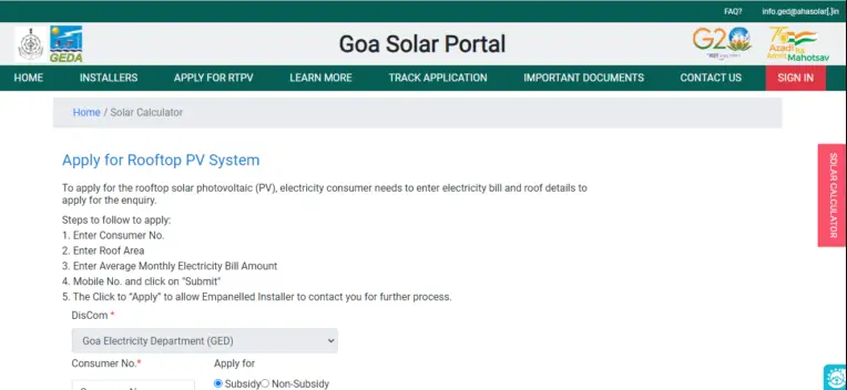 Goa Solar Portal