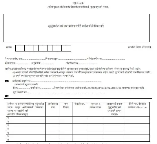 महाराष्ट्र राशन कार्ड आवेदन फॉर्म : Maharashtra Ration card Application Form PDF Download