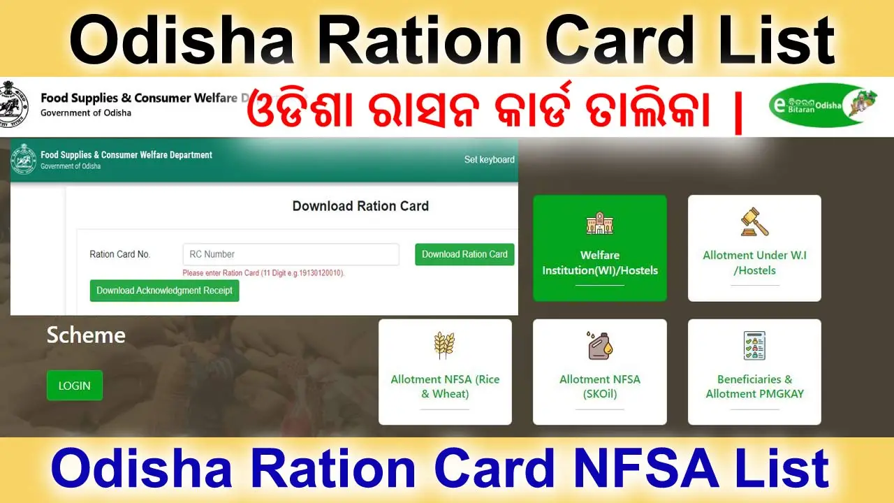 Odisha Ration Card List 2025: Odisha Ration Card List, NFSA List