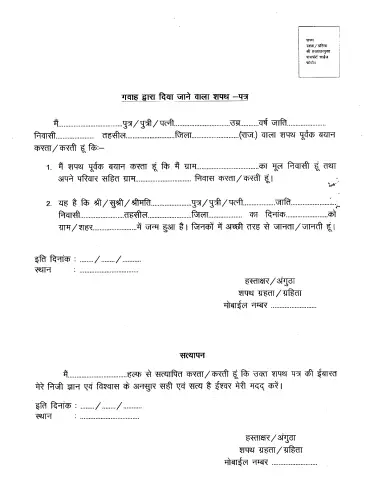 Rajasthan Birth Certificate Form PDF Download In Hindi