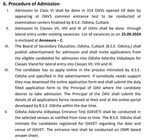 Odisha Adarsha Vidyalaya Admission Application Form