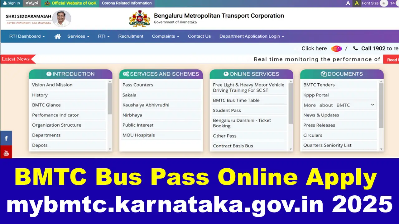 BMTC Bus Pass Online Apply @ mybmtc.karnataka.gov.in for 2024-25