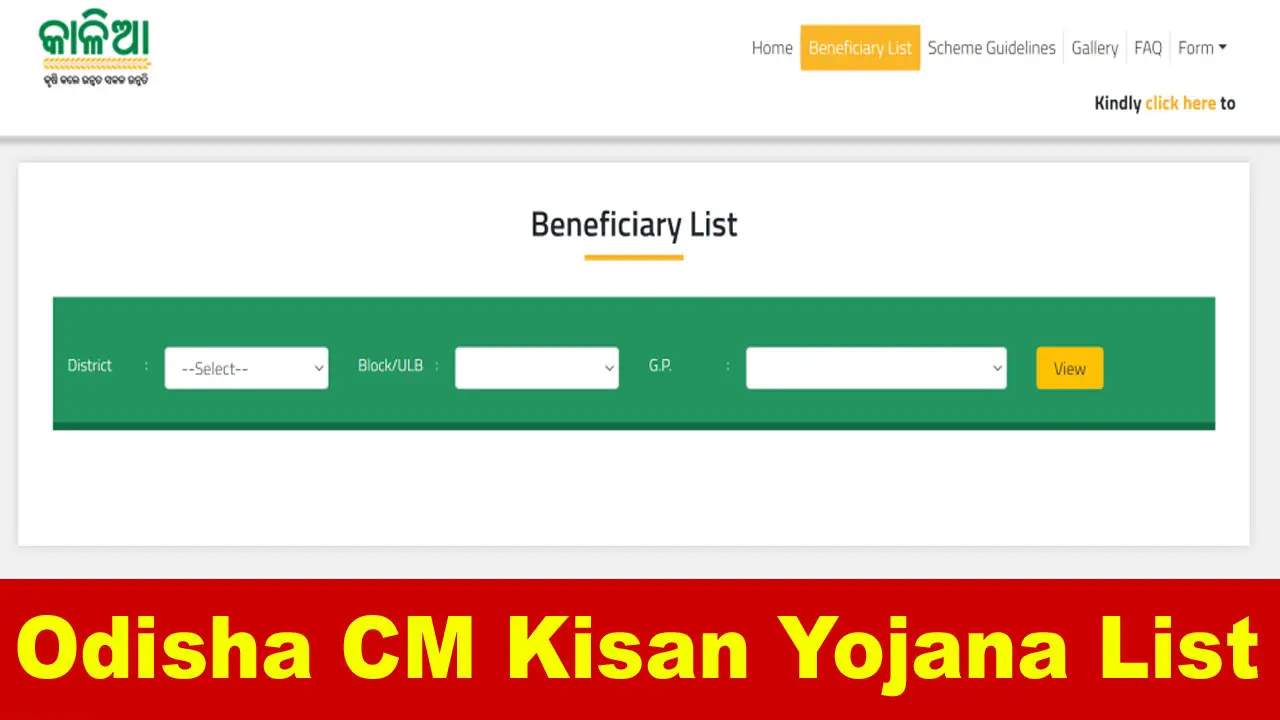 Odisha CM Kisan Yojana List 2024: Check District Wise List, Pdf Download