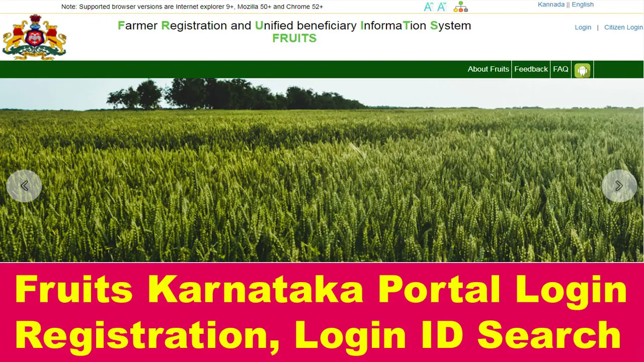 Fruits Karnataka Portal: fruits.karnataka.gov.in Login & Registration, Login ID Search