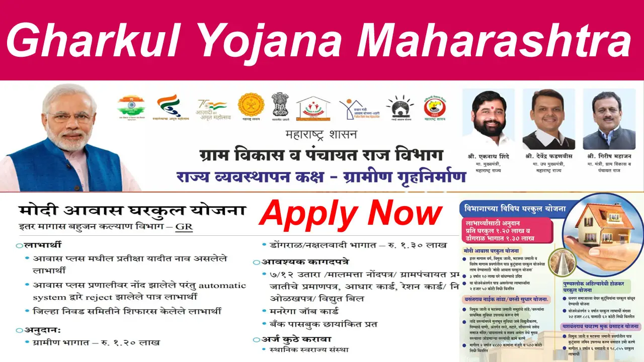 Gharkul Yojana Maharashtra Apply Online, Official Website, घरकुल योजना Online Form PDF alt=