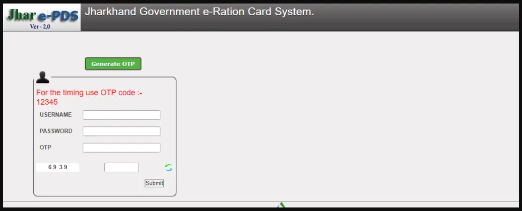 PDS Jharkhand Ration Card Login