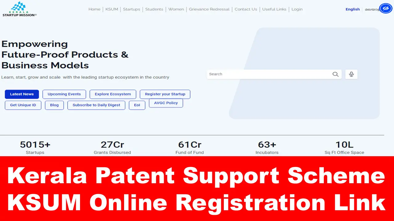 Kerala Patent Support Scheme 2024: KSUM Online Registration, Benefits alt=