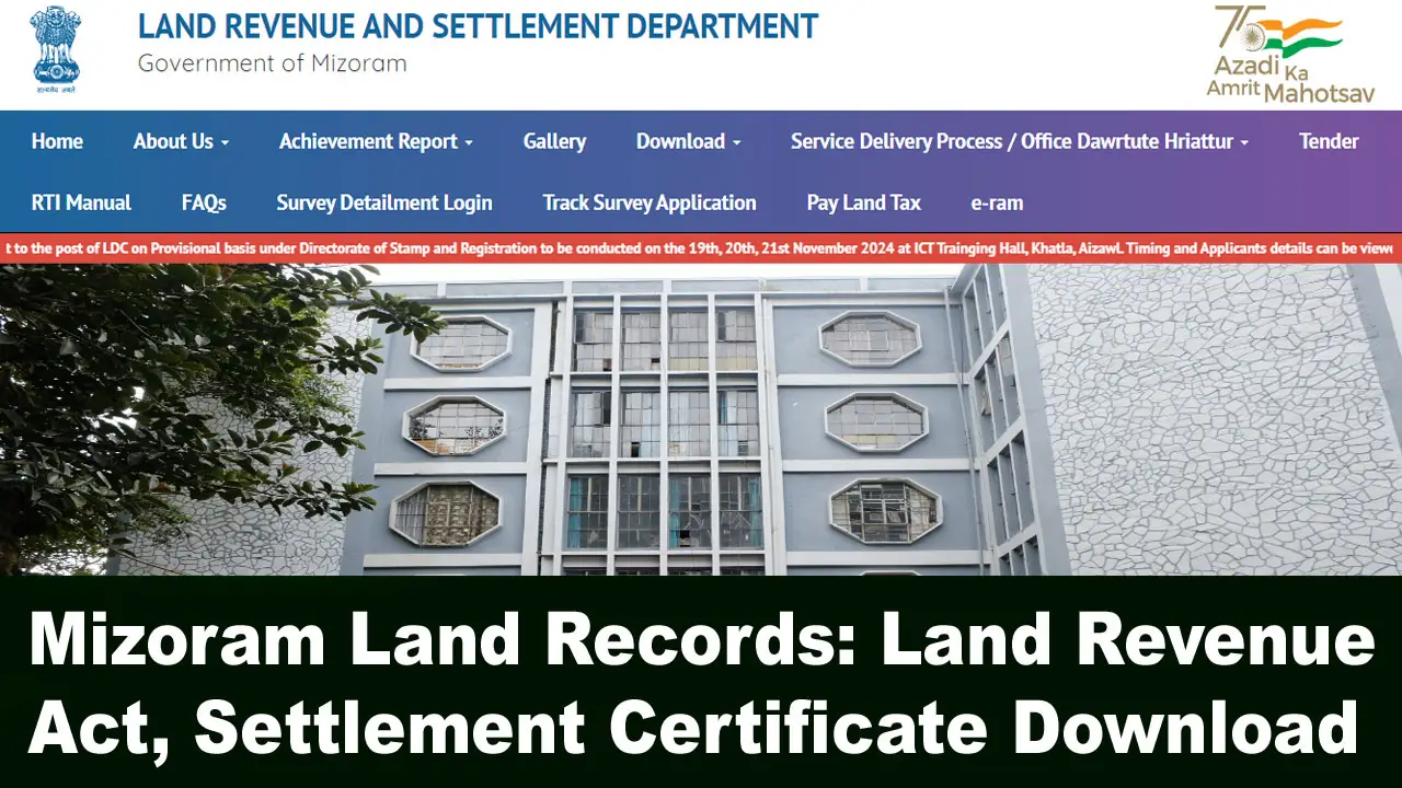 Mizoram Land Records: Land Revenue Act, Settlement Certificate alt=