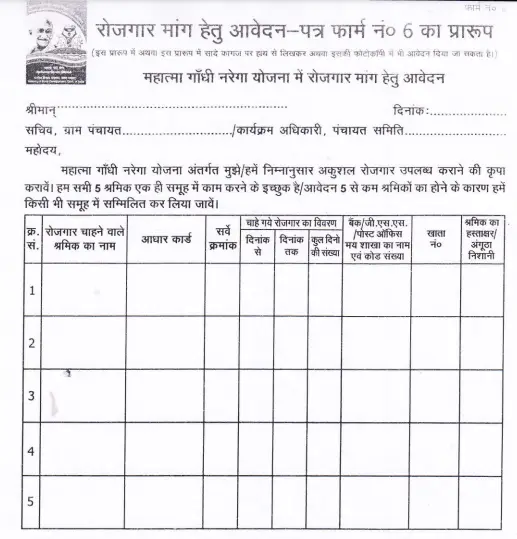 Nrega Form No 6 PDF