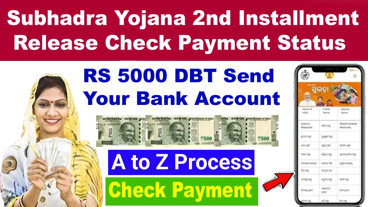 Subhadra Yojana 2nd Installment Date Announced: Check Payment Status Details alt=