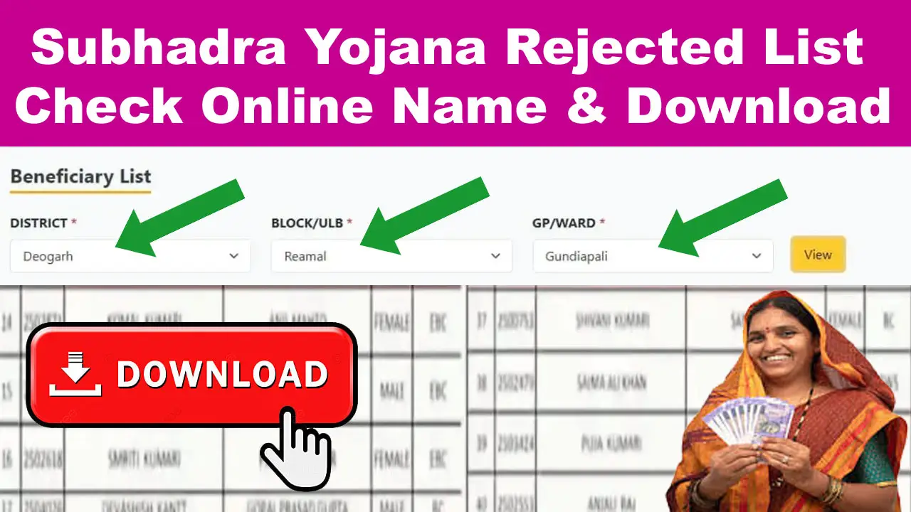 Subhadra Yojana Rejected List 2024 Check Online Name & PDF Download alt=