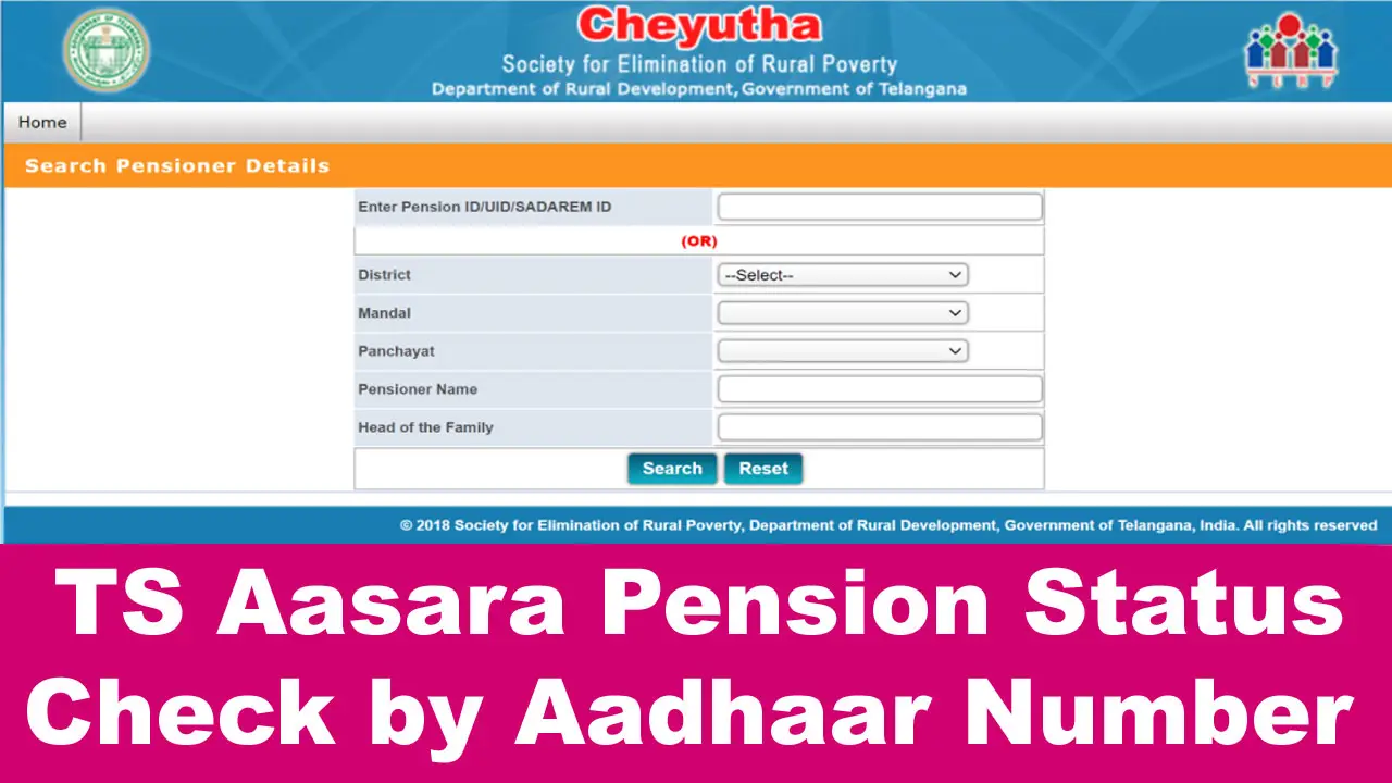 TS Aasara Pension Status Check by Aadhaar @ aasara.telangana.gov.in for 2024 alt=