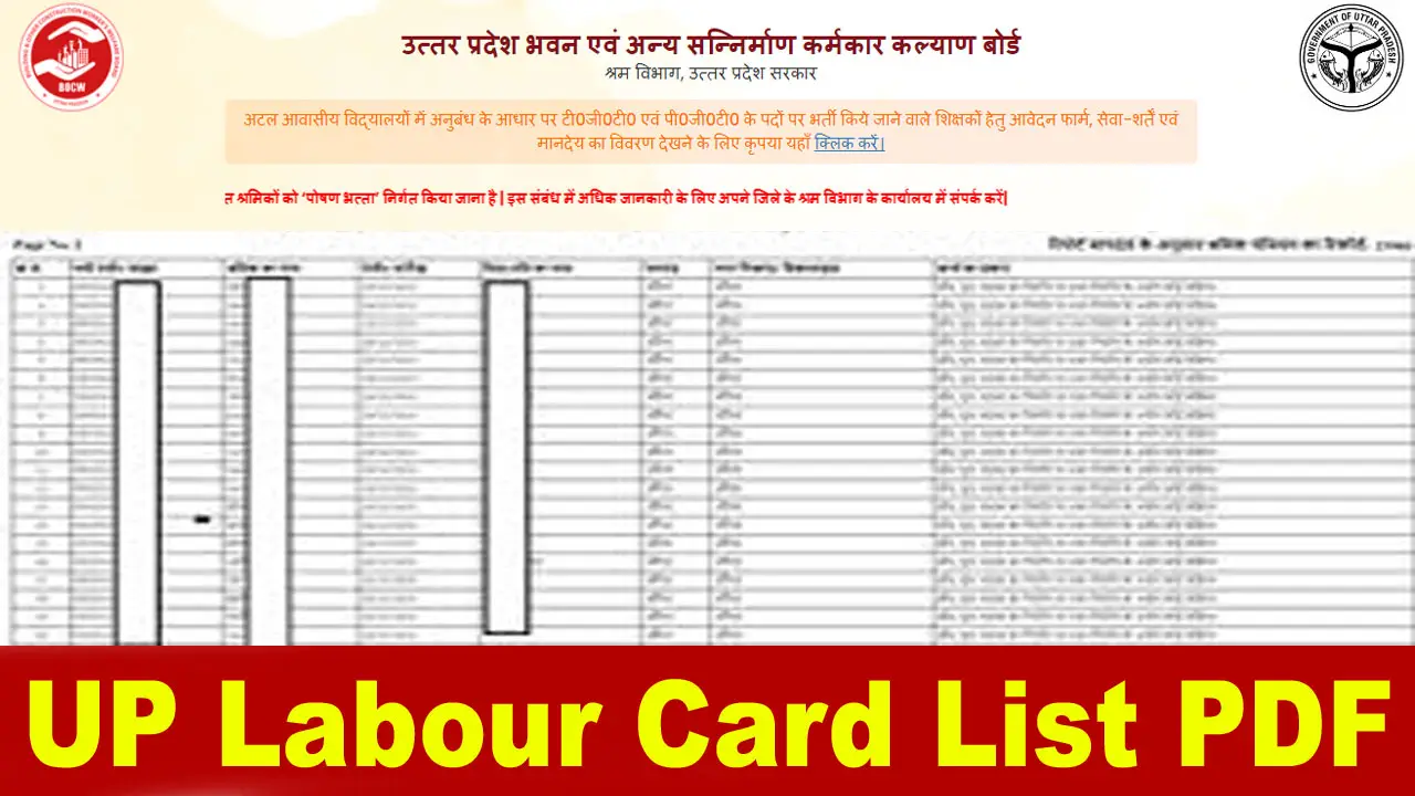 UP Labour Card List 2025: यूपी श्रमिक कार्ड लिस्ट 2025 में अपना नाम कैसे देखें alt=